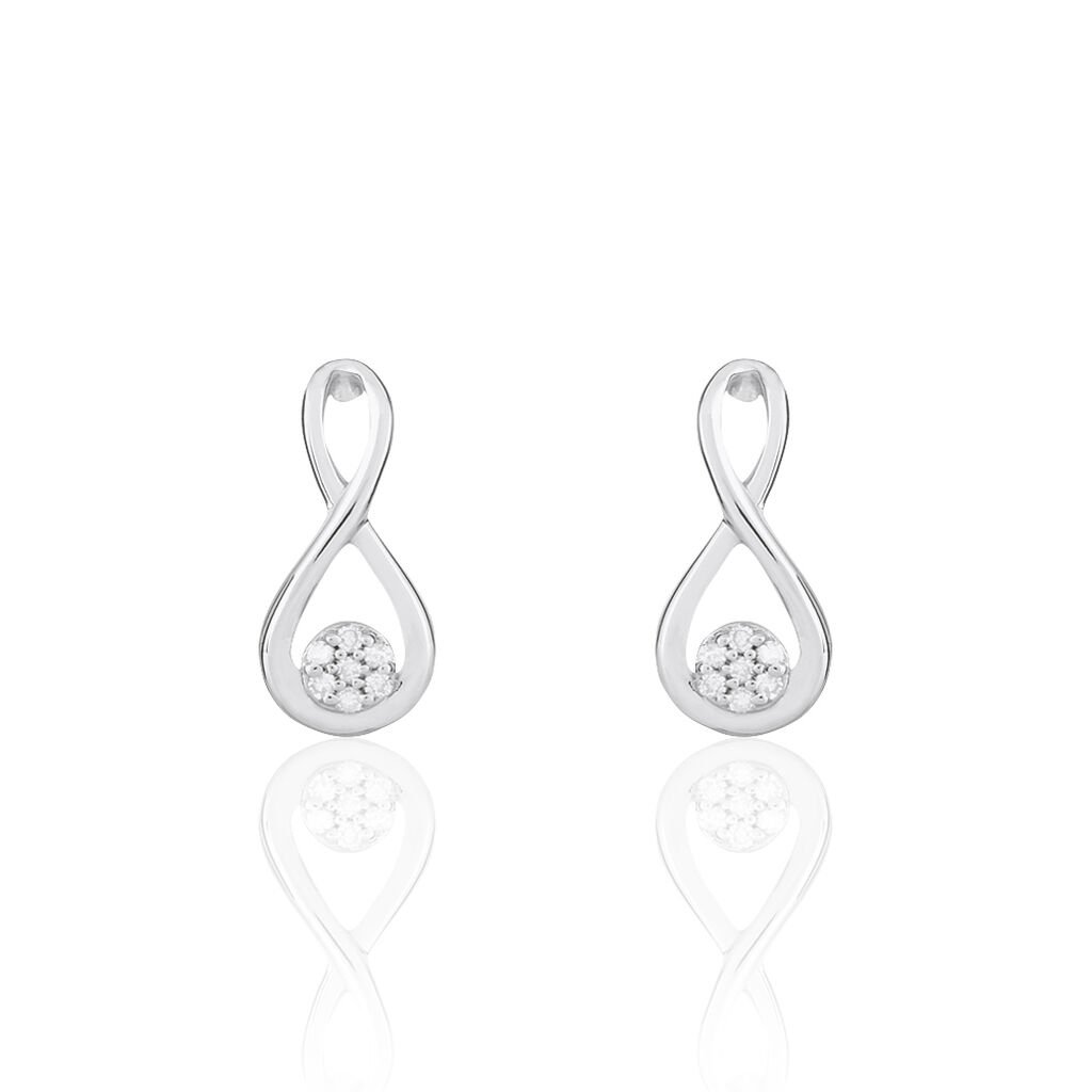 Boucles D'oreilles Puces Shaeen Or Blanc Diamant - Clous d'oreilles Femme | Histoire d’Or