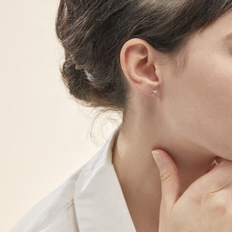 Boucles D'oreilles Puces Luann Or Blanc Topaze - Boucles d'Oreilles Coeur Femme | Histoire d’Or