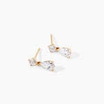 Boucles D'Oreilles Pendantes Couronne Or Jaune Oxyde De Zirconium - Boucles d'oreilles pendantes Femme | Histoire d&rsquo;Or