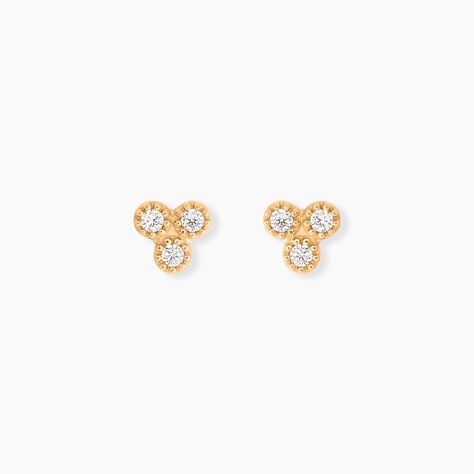 Boucles D'Oreilles Puces La&iuml;la Plaqu&eacute; Or Jaune Oxyde De Zirconium - Boucles d'oreilles fantaisie Femme | Histoire d&rsquo;Or