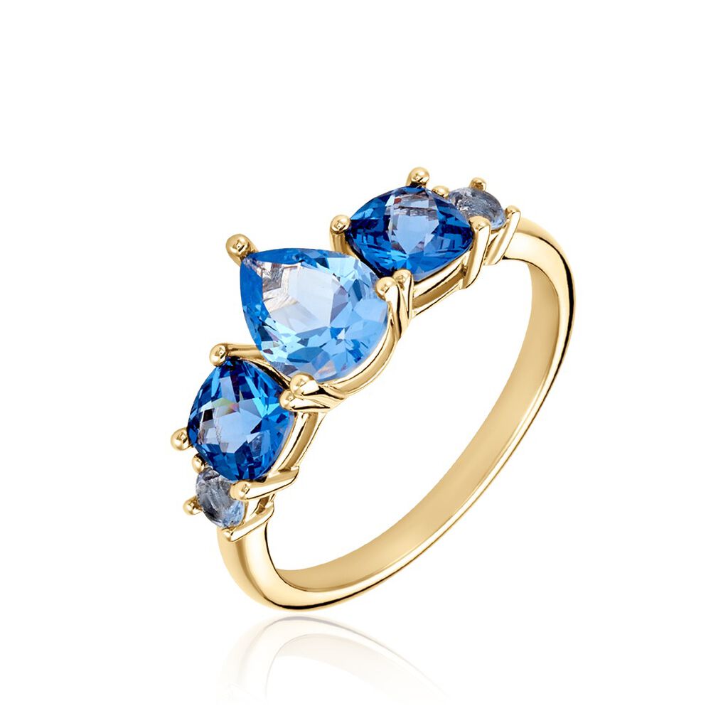 Bague Huffie Plaqu&eacute; Or Jaune Pierre D'imitation - Bagues avec pierre Femme | Histoire d&rsquo;Or