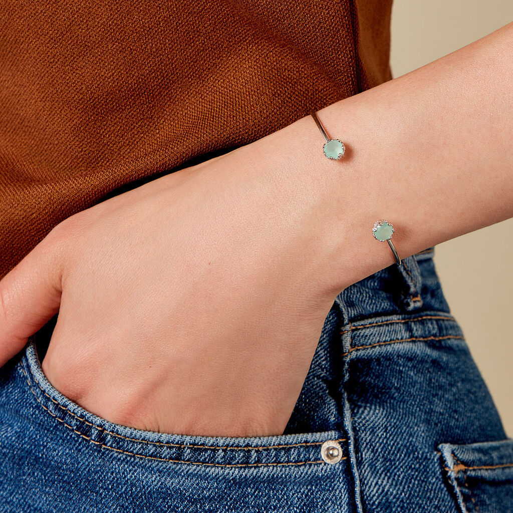 Bracelet Jonc Allyn Argent Blanc Verre - Nouveautés Femme | Histoire d’Or