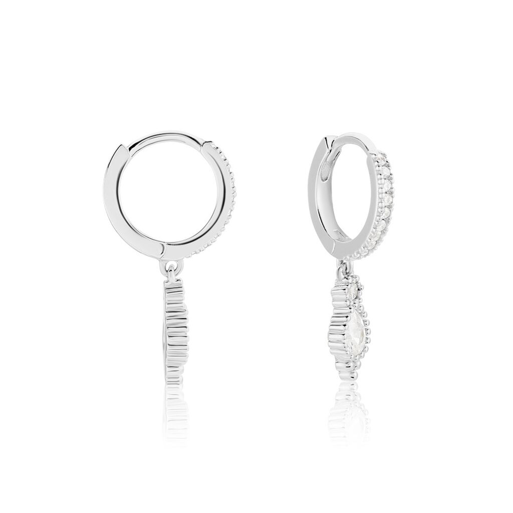 Créoles Ysee Argent Blanc Oxyde De Zirconium