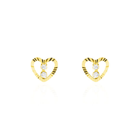 Boucles D'oreilles Puces Daria Cœur 6 Or Jaune Oxyde - Clous d'oreilles Femme | Histoire d’Or