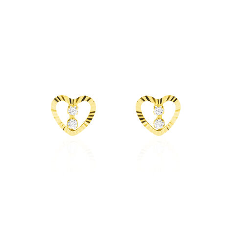 Boucles D'oreilles Puces Daria Cœur 6 Or Jaune Oxyde - Clous d'oreilles Femme | Histoire d’Or