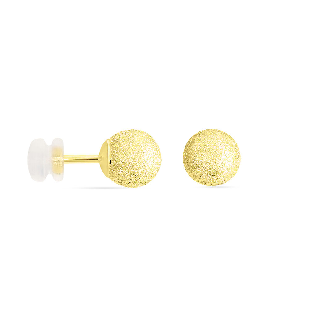 Boucles D'oreilles Puces Fidelia Boule Sablee Or Jaune - Clous d'oreilles Femme | Histoire d’Or