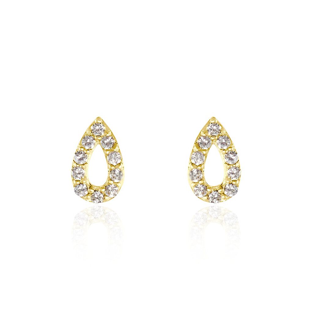 Boucles D'oreilles Puces Or Jaune Oxydes De Zirconium - Clous d'oreilles Femme | Histoire d’Or