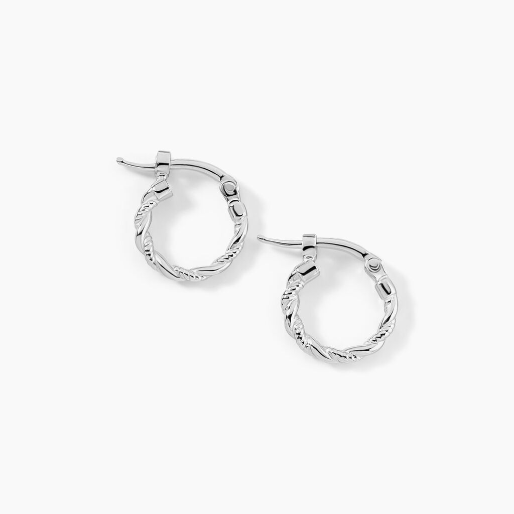 Créoles Anastasia Argent Blanc - Boucles d'oreilles créoles Femme | Histoire d’Or