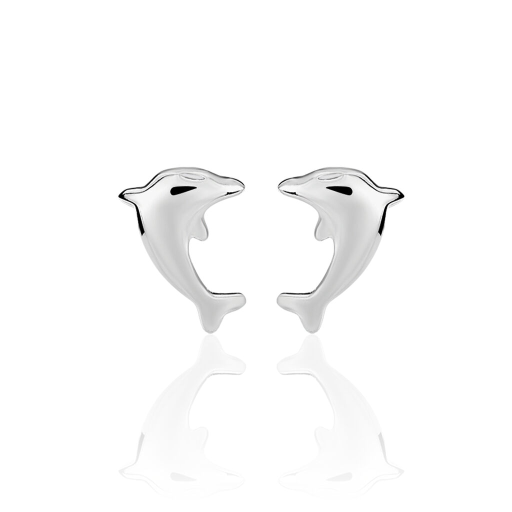 Boucles D'oreilles Puces Dauphinos Argent Blanc - Boucles d'oreilles fantaisie Femme | Histoire d’Or