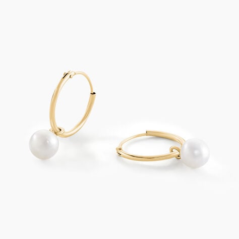 Cr&eacute;oles Inoussia Rondes Or Jaune Perle De Culture - Boucles d'oreilles cr&eacute;oles  | Histoire d&rsquo;Or