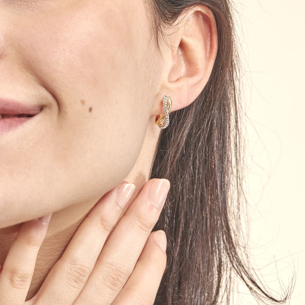 Créoles Ursella Or Jaune Strass - Boucles d'oreilles créoles Femme | Histoire d’Or