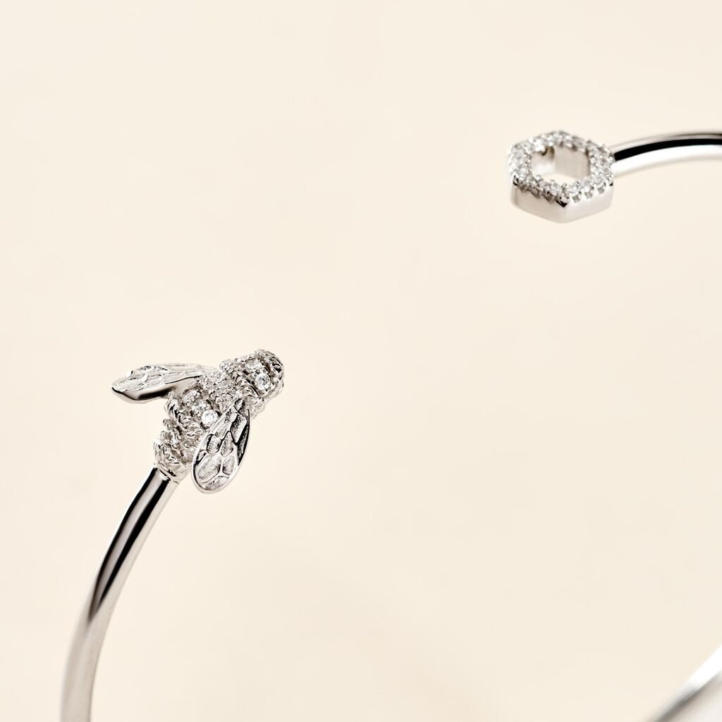 Bracelet Jonc Argent Blanc Bee Good Oxyde De Zirconium - Bracelets joncs Femme | Histoire d’Or