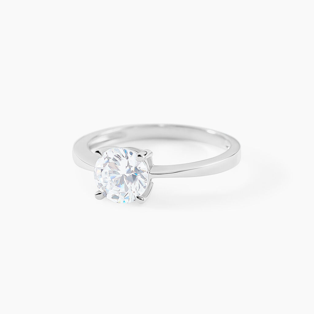 Bague Solitaire Abriel Or Blanc Oxyde De Zirconium - Bagues solitaires Femme | Histoire d&rsquo;Or