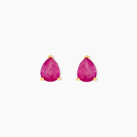 Boucles D'oreilles Puces Or Jaune Pluie D'Eclat Rubis - Clous d'oreilles Femme | Histoire d&rsquo;Or
