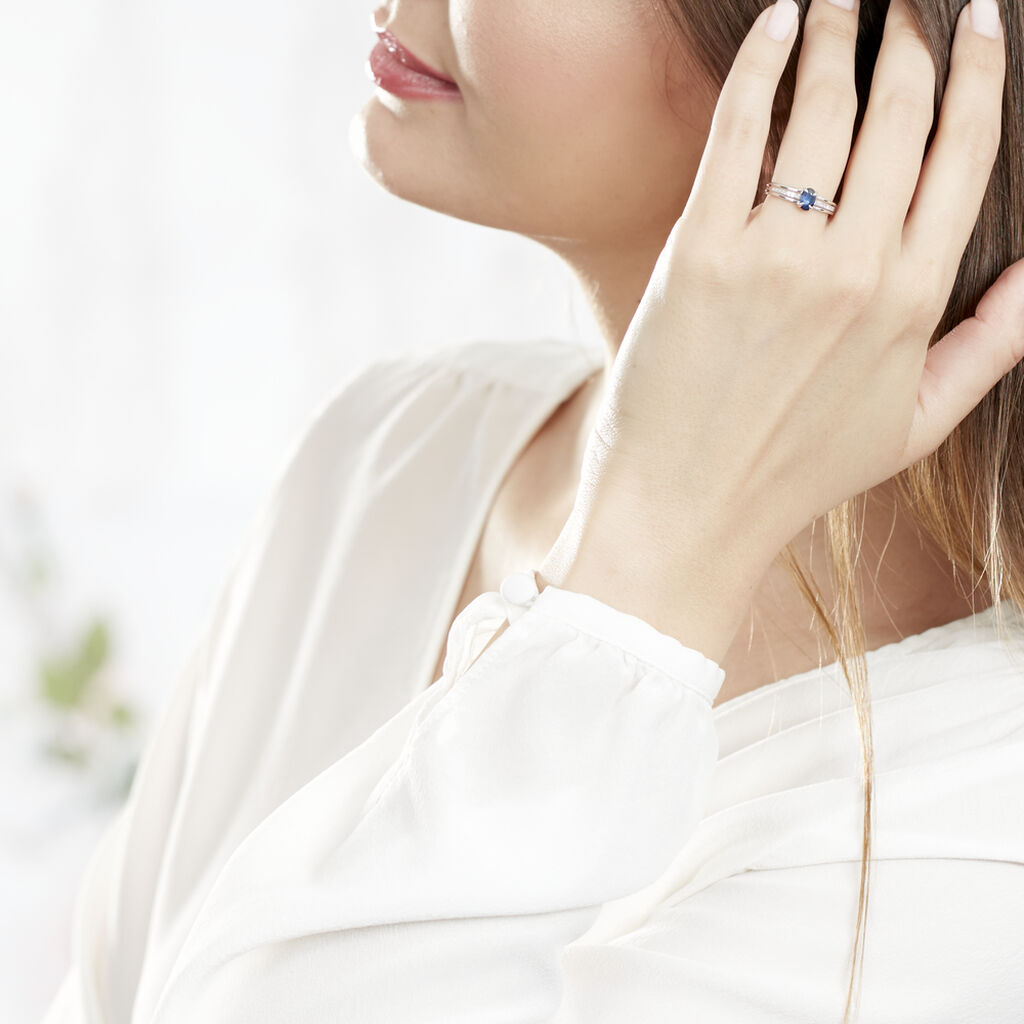 Bague Enea Or Blanc Saphir Et Diamant - Bagues solitaires Femme | Histoire d’Or