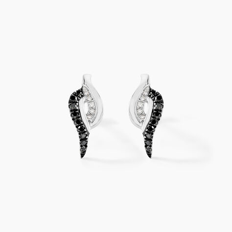 Boucles D'oreilles Puces Sculptural Or Blanc Diamant - Clous d'oreilles Femme | Histoire d’Or
