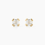 Boucles D'oreilles Puces Doreen Carre Or Jaune Oxyde De Zirconium - Clous d'oreilles Femme | Histoire d&rsquo;Or