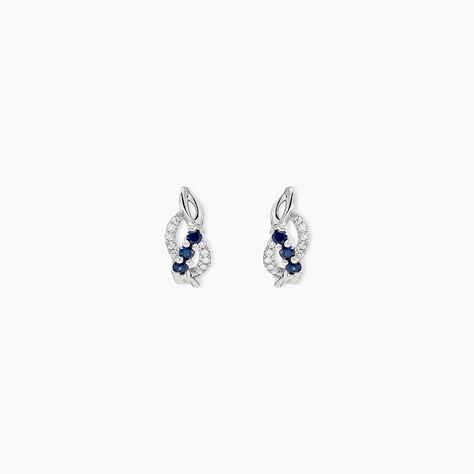 Boucles D'oreilles Puces Rosalyne Or Blanc Saphir Et Diamant - Clous d'oreilles Femme | Histoire d&rsquo;Or