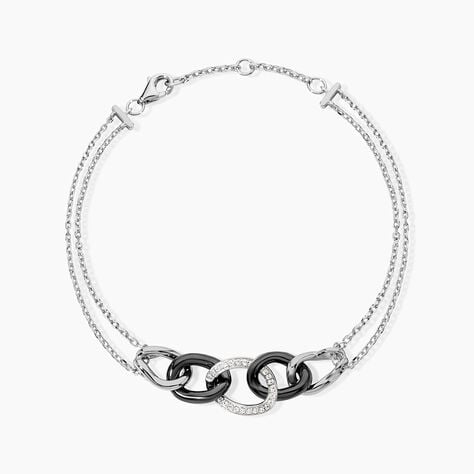 Bracelet Link Argent Blanc C&eacute;ramique Et Oxyde De Zirconium - Bracelets Femme | Histoire d&rsquo;Or