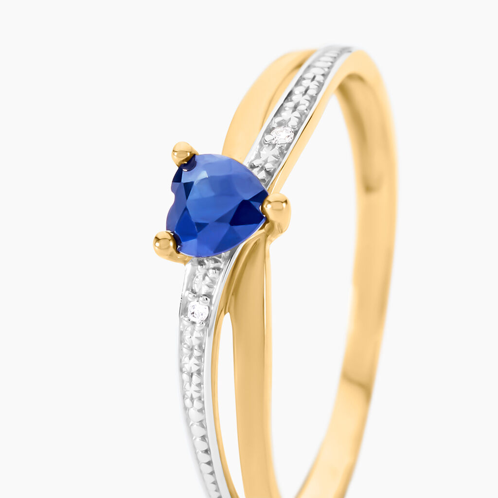 Bague Skylar Or Bicolore Saphir Diamant - Bagues solitaires Femme | Histoire d’Or