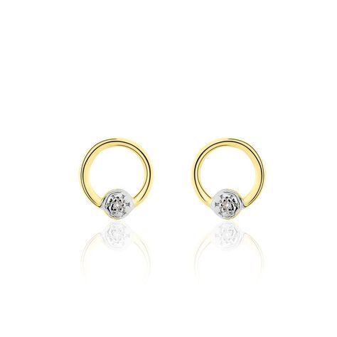 Boucles D'oreilles Puces Gisa Jaune Diamant Blanc - Clous d'oreilles Femme | Histoire d’Or