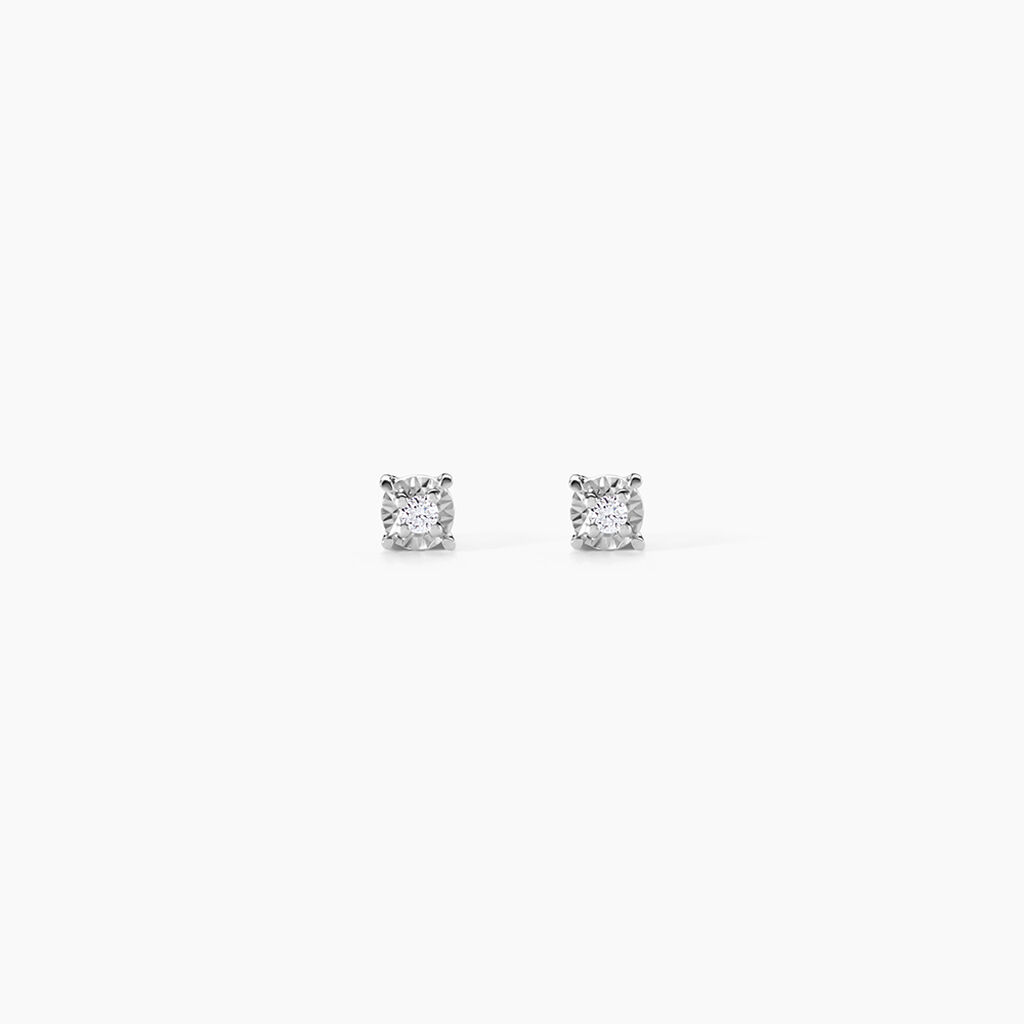 Boucles D'oreilles Puces Diamotion Or Blanc Diamant - Clous d'oreilles Femme | Histoire d&rsquo;Or