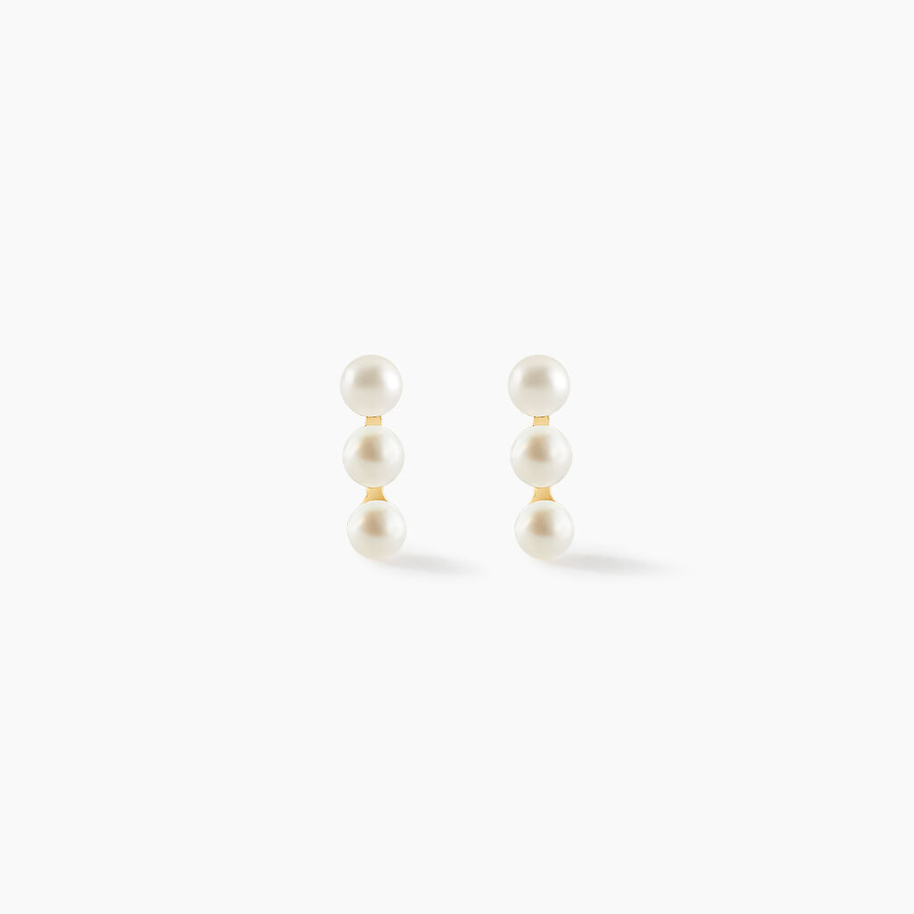 Boucles D'oreilles Puces Caitlyn Or Jaune Perle De Culture - Clous d'oreilles Femme | Histoire d’Or