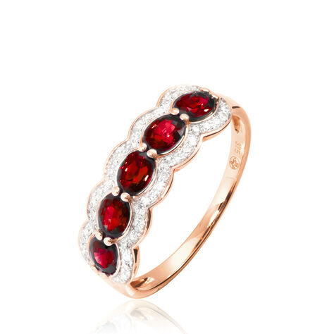 Bague Margaux Or Rose Grenat Et Diamant - Bagues avec pierre Femme | Histoire d’Or