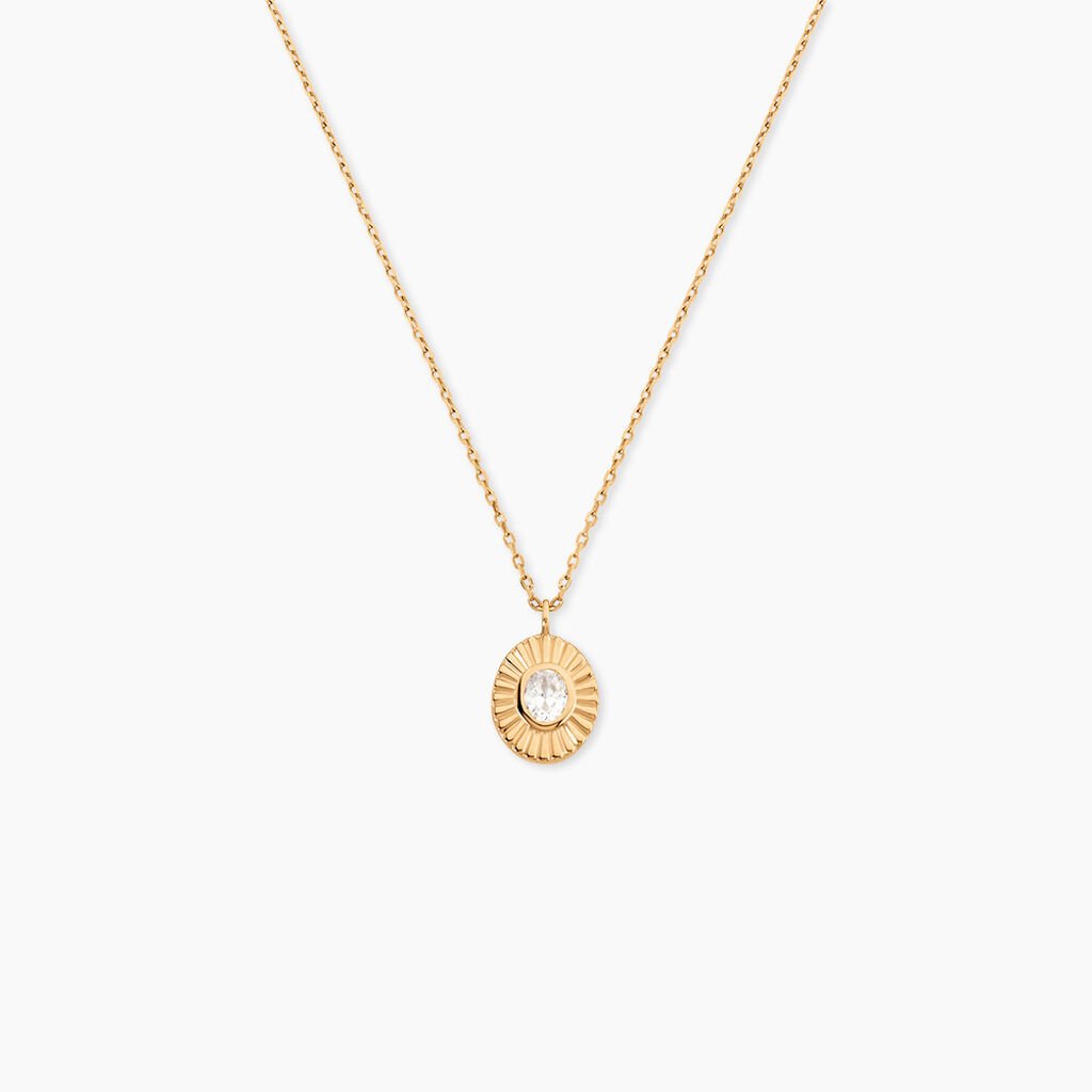 Collier Adira Plaqu&eacute; Or Jaune Oxyde De Zirconium - Colliers Femme | Histoire d&rsquo;Or