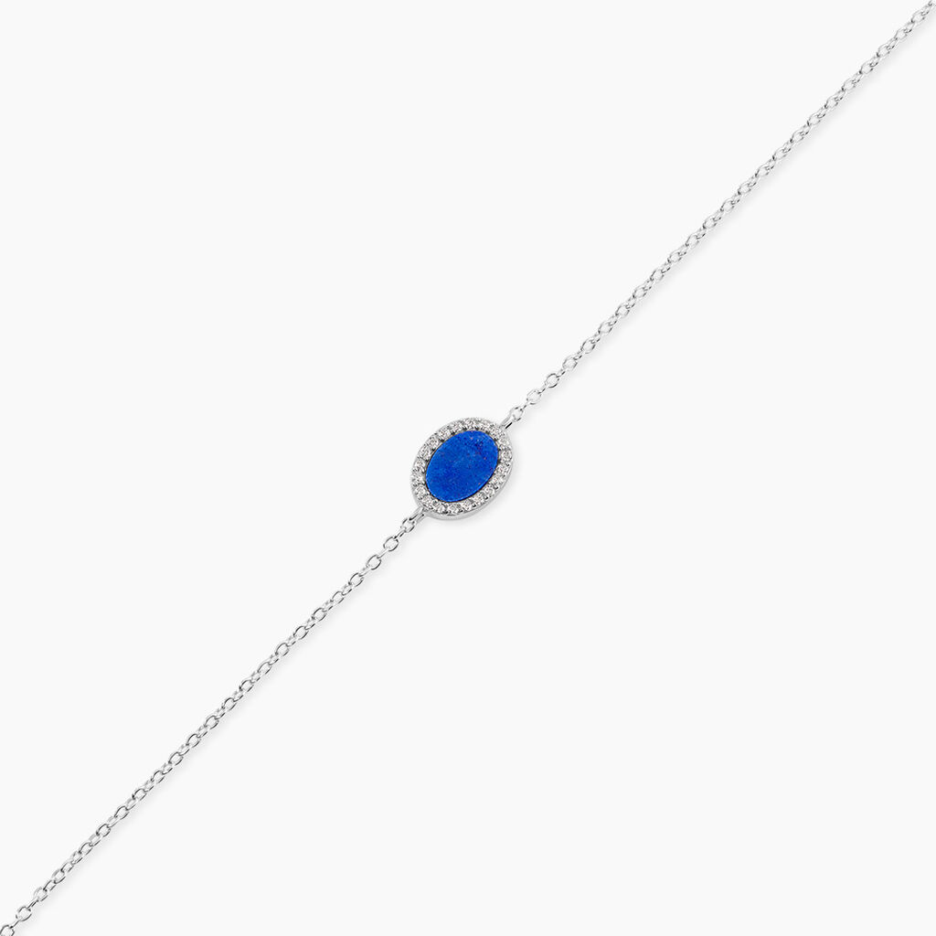 Bracelet Margot Argent Blanc Lapis Lazuli Oxyde De Zirconium - F&ecirc;te des m&egrave;res Femme | Histoire d&rsquo;Or