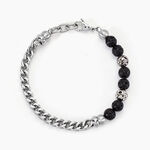 Bracelet Kiyo Acier Blanc Pierre De Lave - Bracelets Homme | Histoire d&rsquo;Or