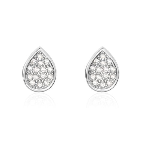Boucles D'oreilles Puces Argent Blanc Tricoria Oxydes De Zirconium - Boucles d'oreilles fantaisie Femme | Histoire d&rsquo;Or