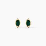 Boucles D'Oreilles Puces Lucky Gems Or Jaune Malachite Oxyde De Zirconium - Clous d'oreilles Femme | Histoire d&rsquo;Or
