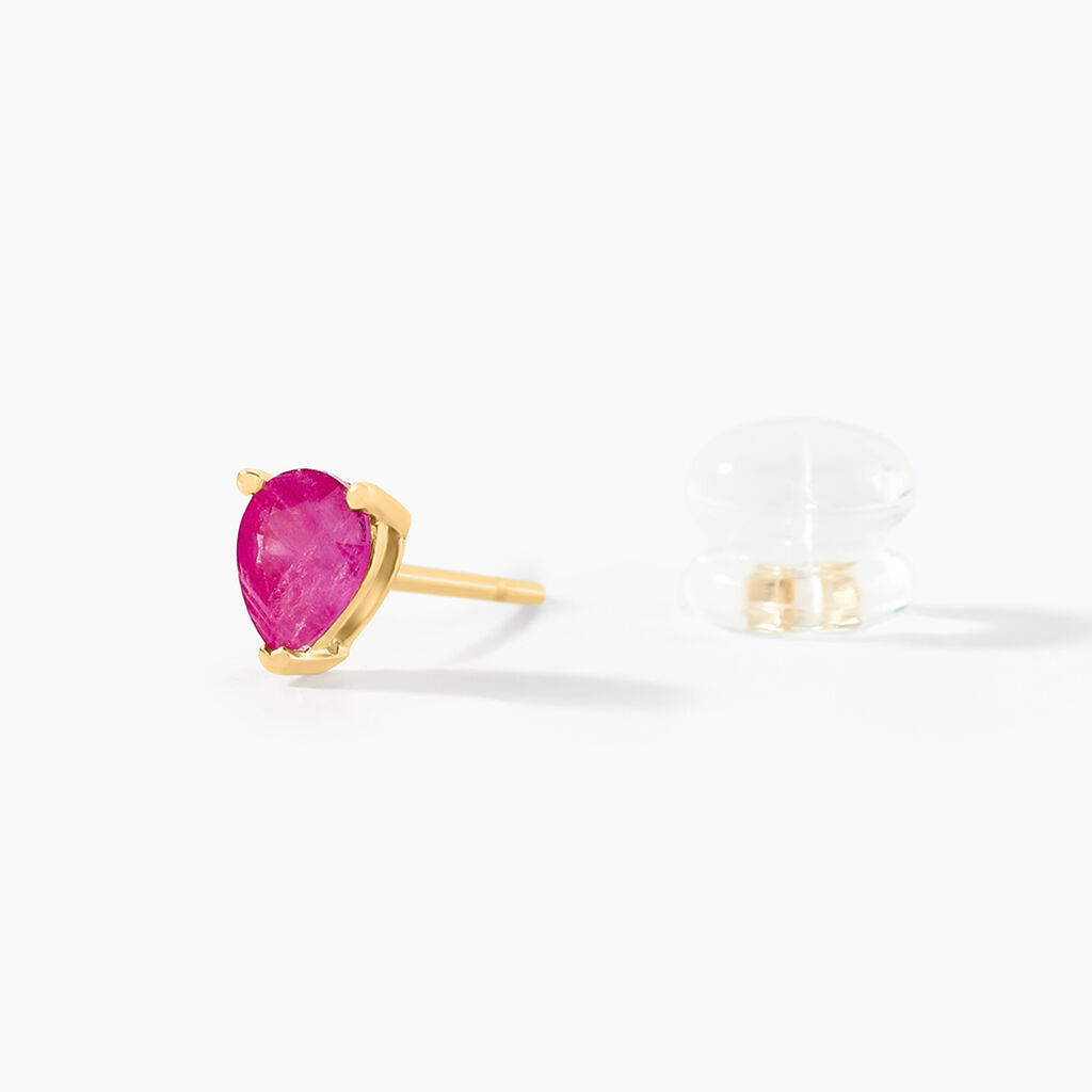 Boucles D'oreilles Puces Or Jaune Isador Rubis - Clous d'oreilles Femme | Histoire d’Or