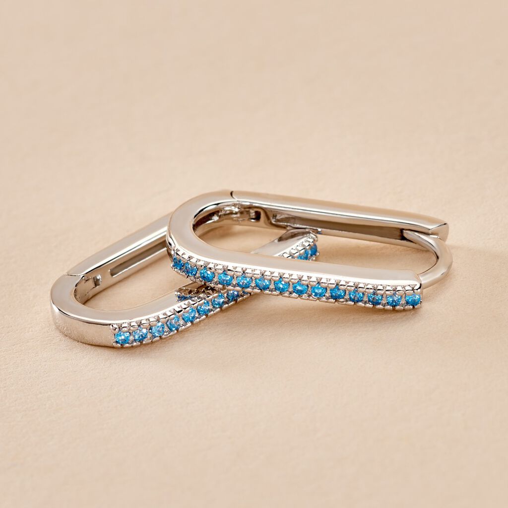 Créoles Lutetia Argent Blanc Oxyde De Zirconium - Boucles d'oreilles créoles Femme | Histoire d’Or