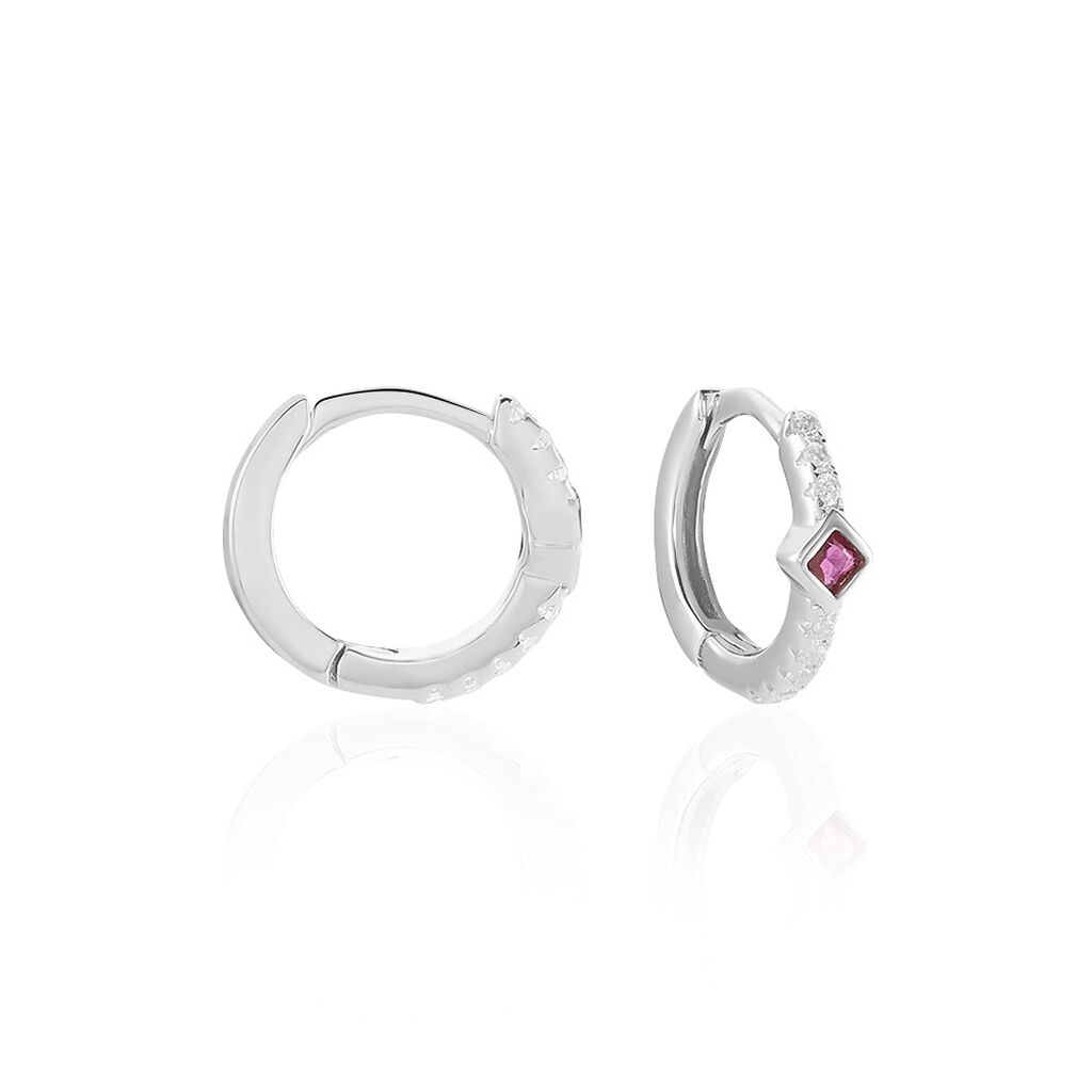 Créoles Fane Argent Rhodié Oxyde De Zirconium