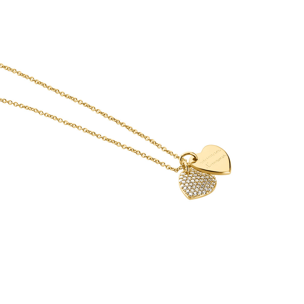 Collier Corazon Plaqu&eacute; Or Jaune Oxyde De Zirconium - Colliers Naissance Femme | Histoire d&rsquo;Or
