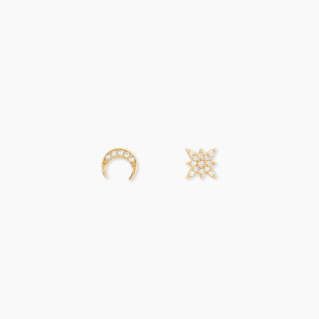 Boucles D'oreilles Dépareillées Munroe Or Jaune Oxyde De Zirconium - Boucles d'oreilles Femme | Histoire d’Or