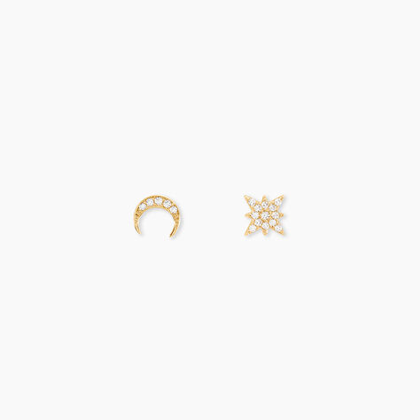Boucles D'oreilles Dépareillées Munroe Or Jaune Oxyde De Zirconium - Boucles d'oreilles Femme | Histoire d’Or