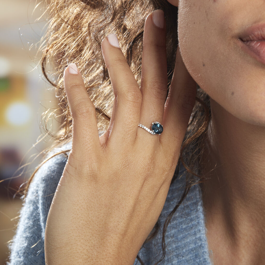 Bague Or Blanc Erwin Topaze Oxydes De Zirconium - Bagues solitaires Femme | Histoire d’Or