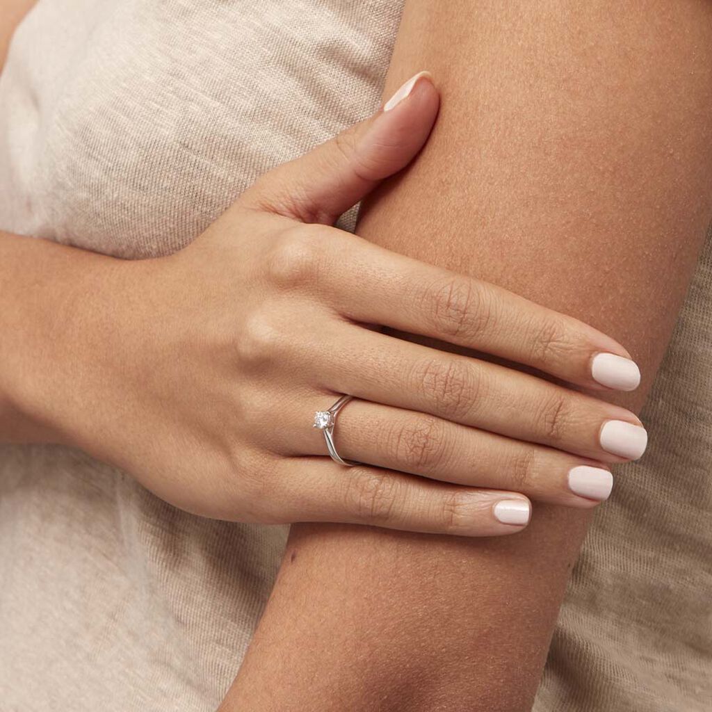 Bague Solitaire Victoria Or Blanc Diamant - Bagues solitaires Femme | Histoire d’Or