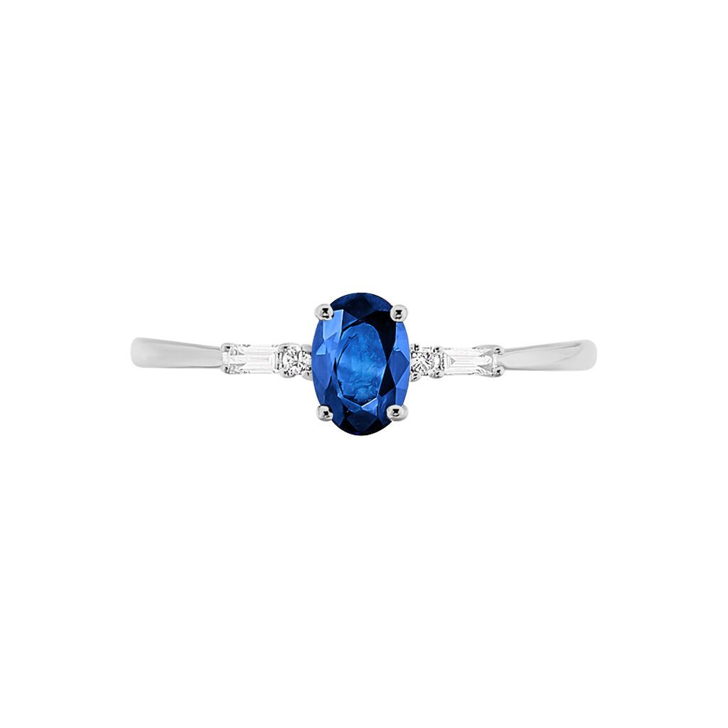 Bague Or Blanc Saphir Et Diamant - Bagues solitaires Femme | Histoire d’Or