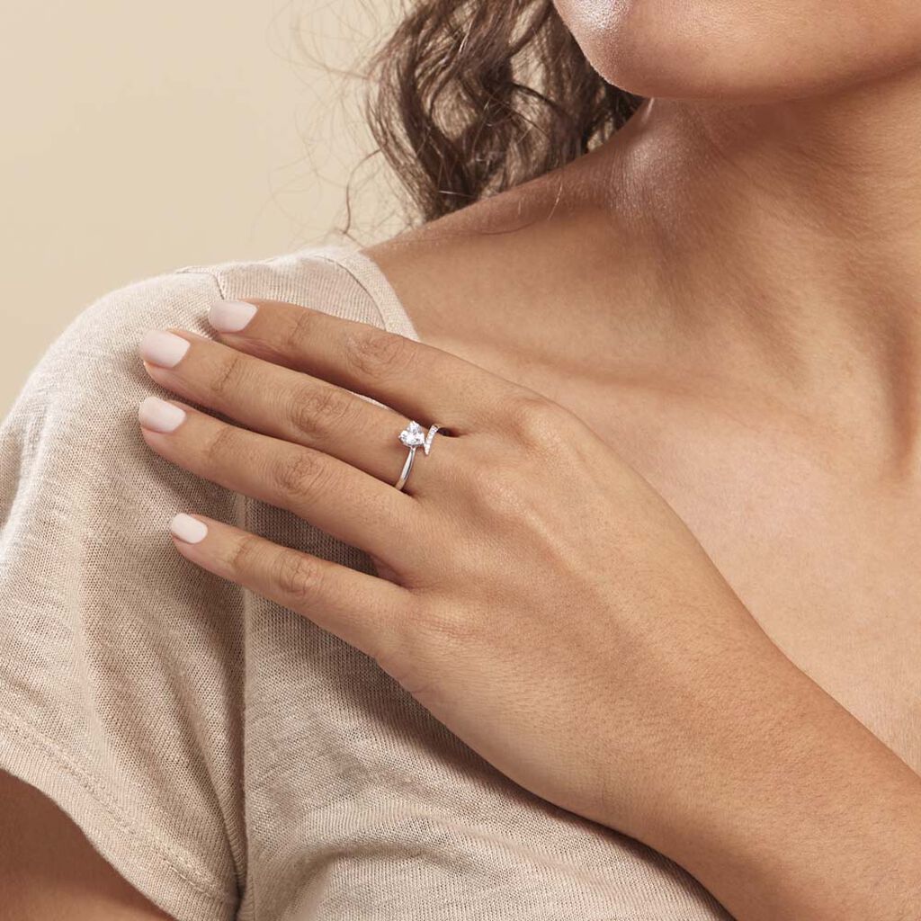 Bague Eva Or Blanc Oxyde De Zirconium - Bagues solitaires Femme | Histoire d’Or