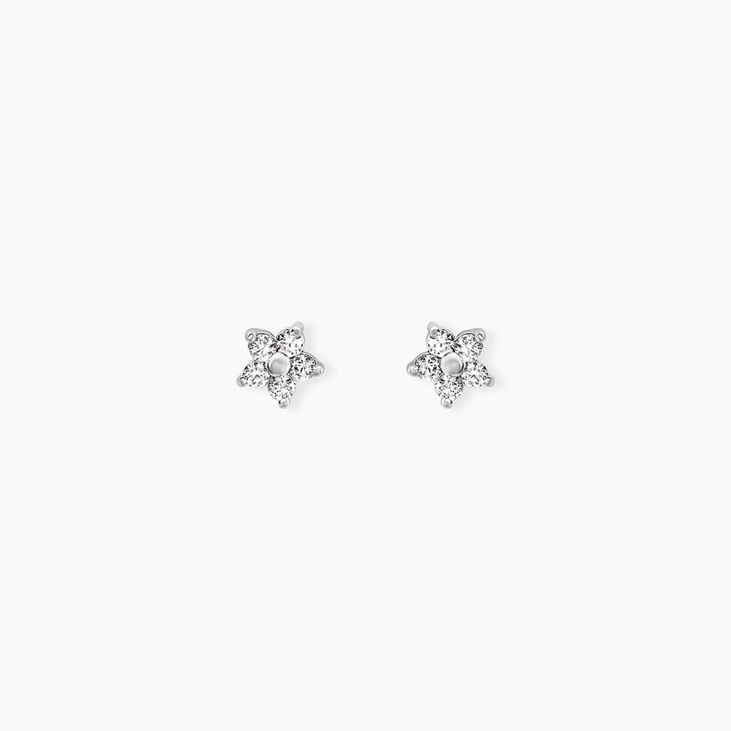 Boucles D'oreilles Puces Meriame Argent Blanc Oxyde De Zirconium - Boucles d'oreilles fantaisie Femme | Histoire d&rsquo;Or