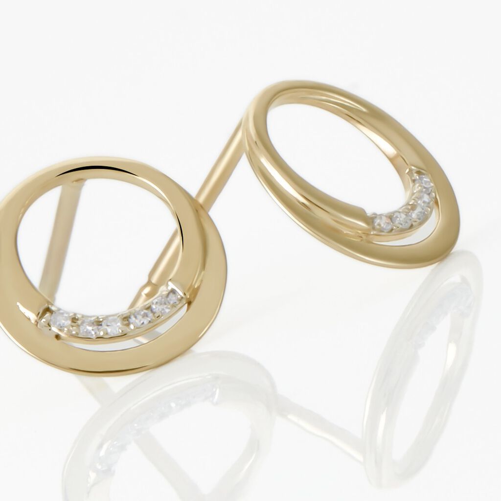 Boucles D'oreilles Puces Circlane Or Jaune Diamant - Clous d'oreilles Femme | Histoire d’Or