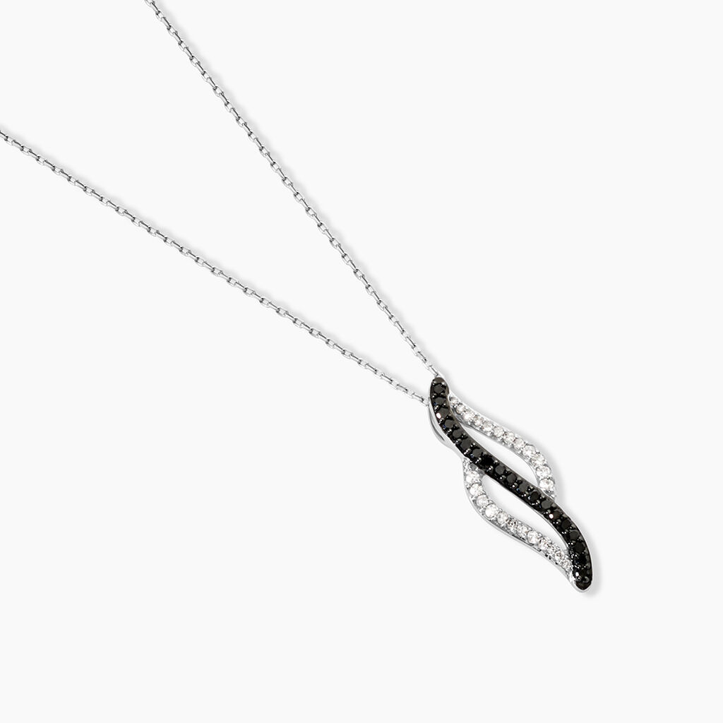 Collier Courbes Or Blanc Diamant - Colliers Femme | Histoire d&rsquo;Or