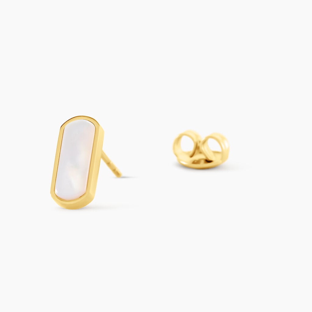 Boucles D'Oreilles Puces Jazz Acier Jaune Nacre - Boucles d'oreilles fantaisie Femme | Histoire d&rsquo;Or