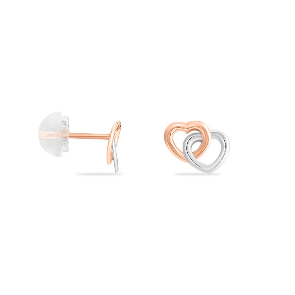 Boucles D'oreilles Puces Donna Coeurs Ajoures Or Rose - Clous d'oreilles Femme | Histoire d’Or