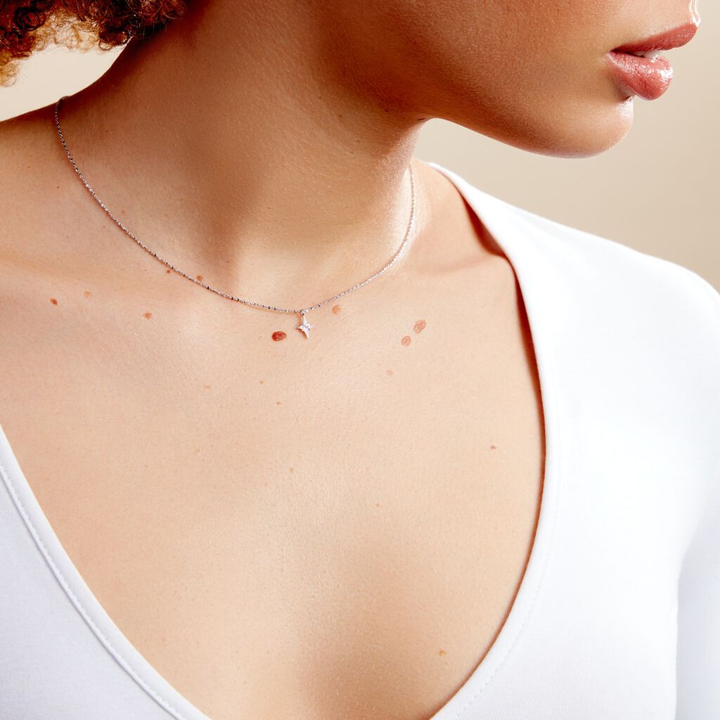Collier Astre Precieux Argent Blanc Oxyde De Zirconium - Colliers fantaisie Femme | Histoire d’Or