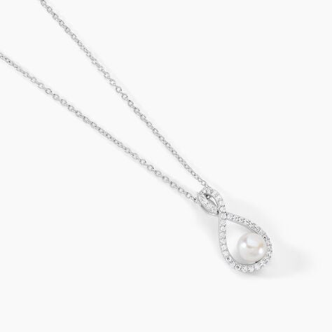 Collier Rozane Argent Blanc Perle De Culture Et Oxyde De Zirconium - Colliers fantaisie Femme | Histoire d&rsquo;Or